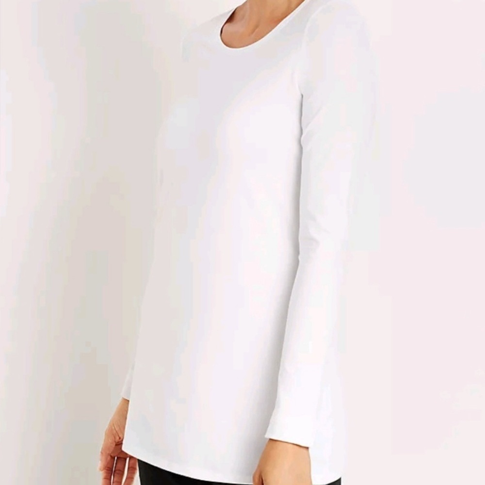 Pure Jill by J. Jill White Long Sleeve Stretch Cotton Shirt
